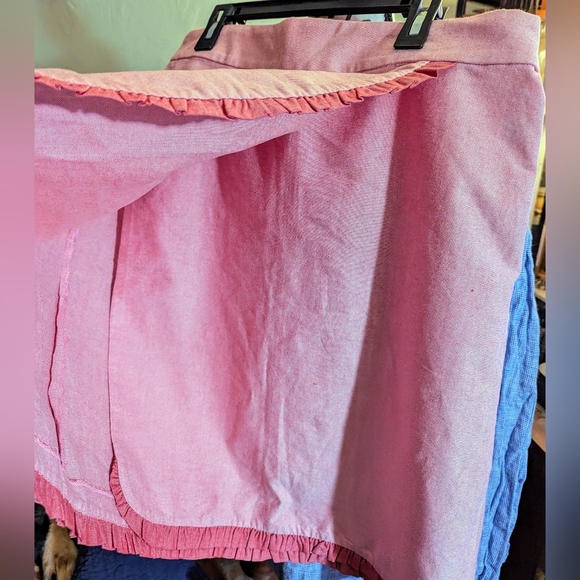 LN EUC 🩷 J. CREW 🩷 2-Tone Pink Cotton Midi Sirt 😍 FAUX WRAP FLUTED SZ 6 or 8 - Picture 2 of 8